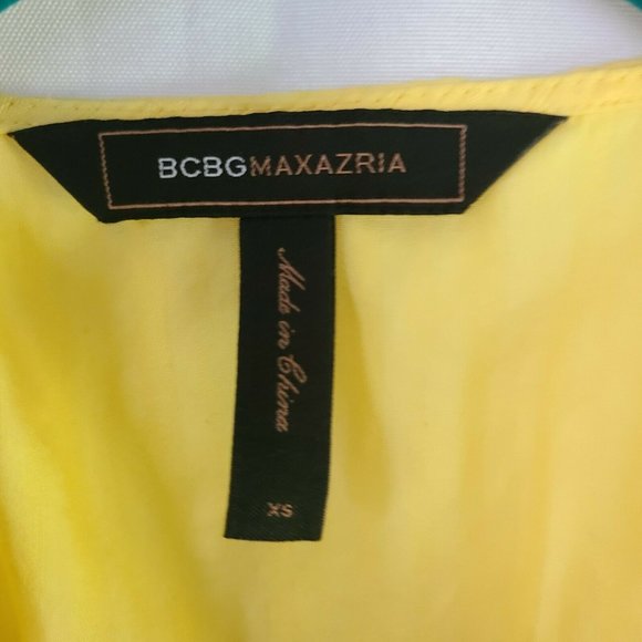 🌷  BCBGMaxazria Yellow Ruffle Top Ruched - Picture 4 of 12